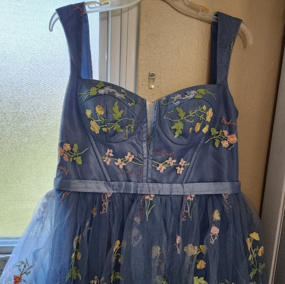 Wchecalino Women's Short Homecoming Dresses 2024 Flower Embroidery Tulle Prom Dr - Picture 7 of 9